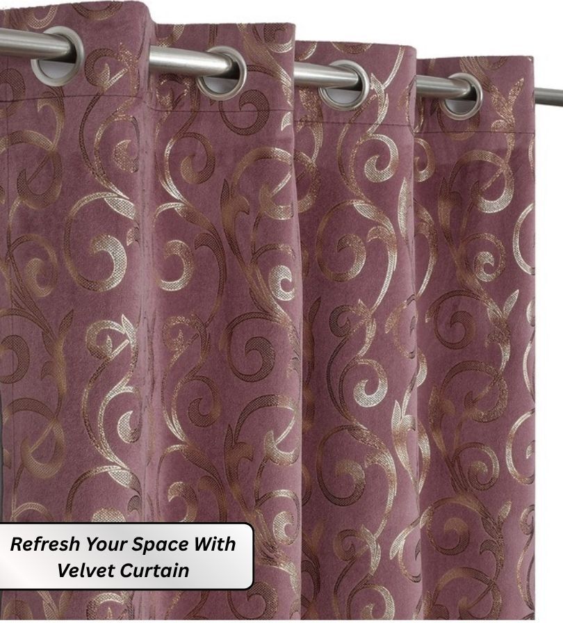 213.36 cm (7 ft) Door Velvet Room Darkening Curtain (Pack Of 2)-image-49