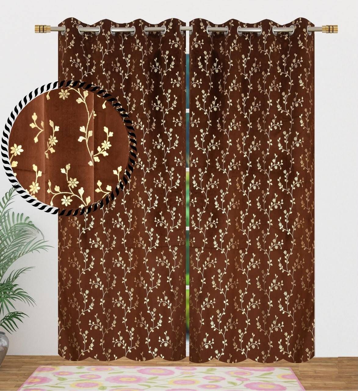 shopgallery 153 cm (5 ft) Window Velvet Room Darkening Curtain (Pack Of 2)-picture-41