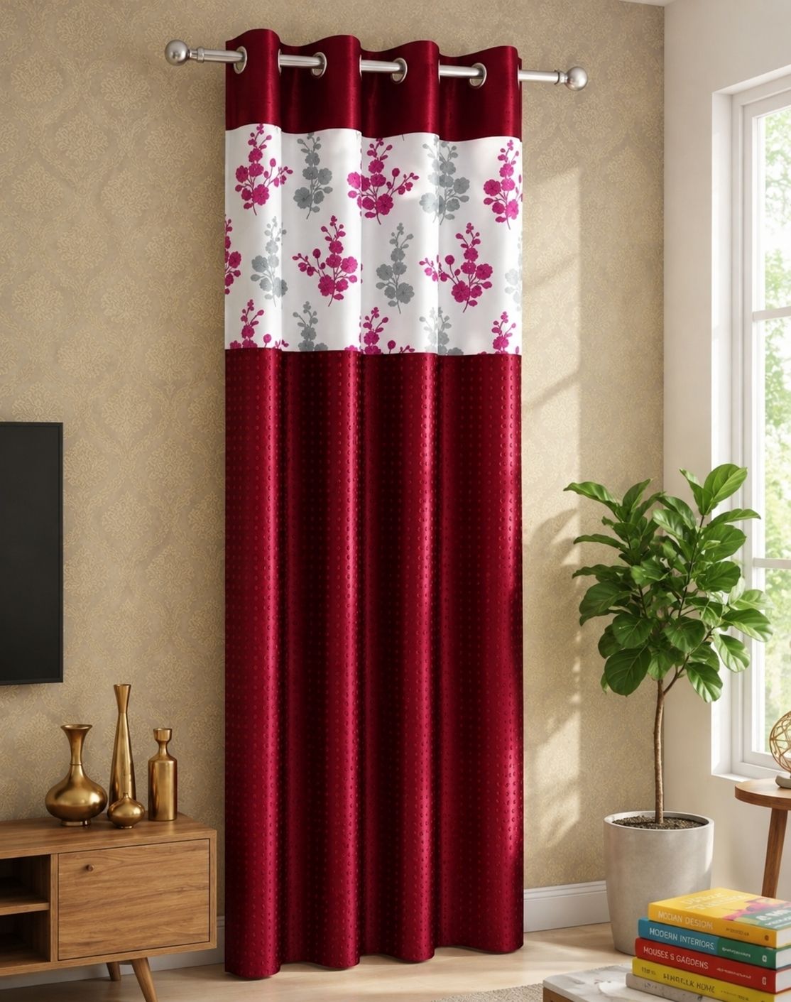 213 cm (7 ft) Door Polyester Transparent Curtain Single Curtain-image-49