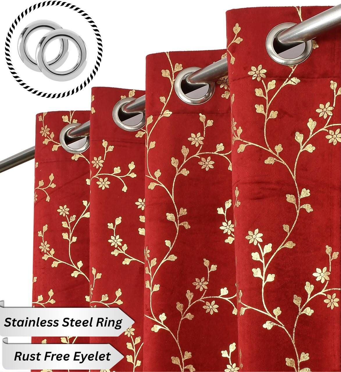shopgallery 274 cm (9 ft) Long Door Velvet Room Darkening Curtain Single Curtain-picture-43