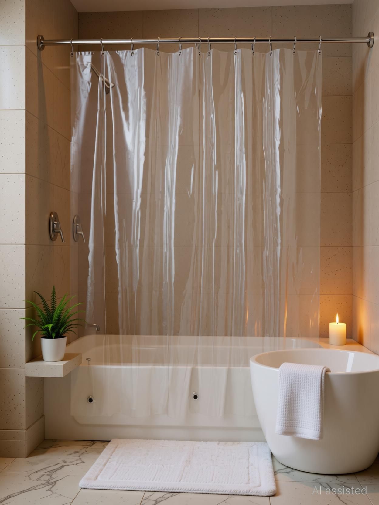 dakshya industries 213.36 cm (7 ft) Shower PVC Transparent Curtain Single Curtain-picture-11