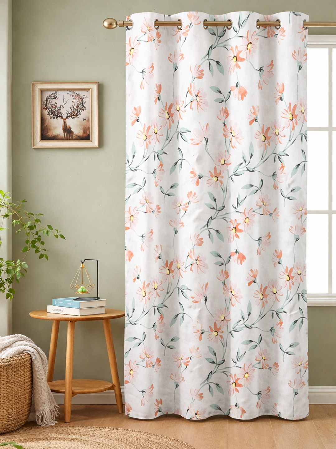weavelines 213 cm (7 ft) Door Cotton Room Darkening Curtain Single Curtain-picture-34