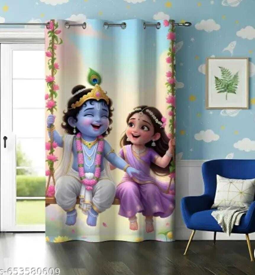 213 cm (7 ft) Door Polyester Blackout Curtain Single Curtain-image-39