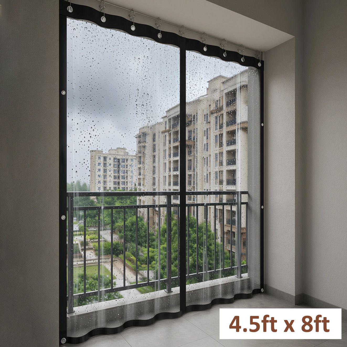 244 cm (8 ft) Sliding/Patio Door PVC Transparent Curtain (Pack Of 2)-image-6