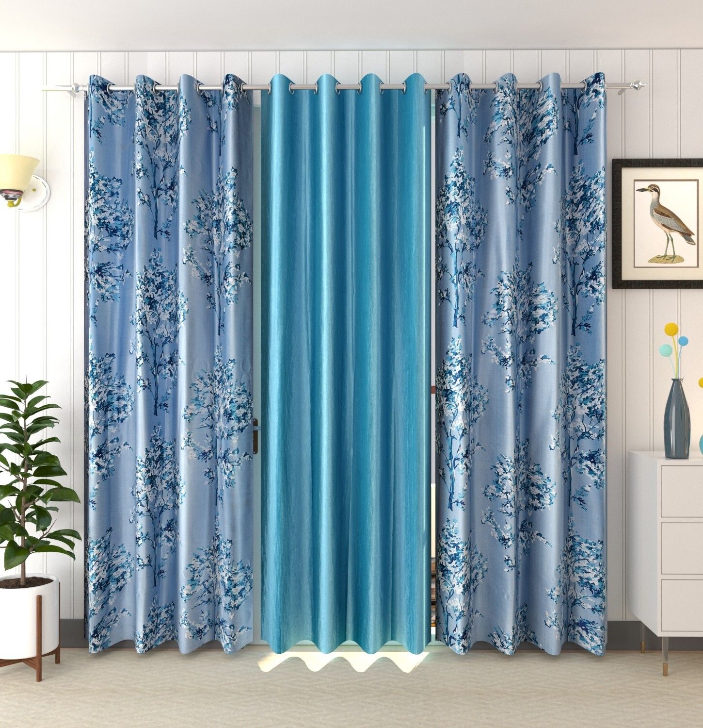 panipat textile hub 153 cm (5 ft) Polyester Semi Transparent Window Curtain (Pack Of 3)-picture-19