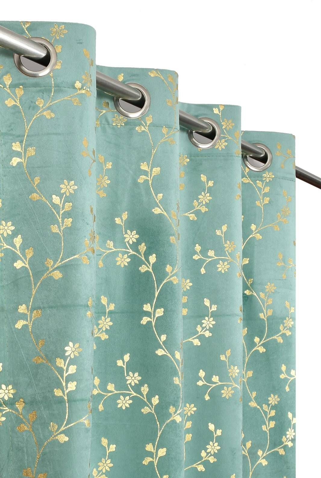 153 cm (5 ft) Window Velvet Room Darkening Curtain Single Curtain-image-20
