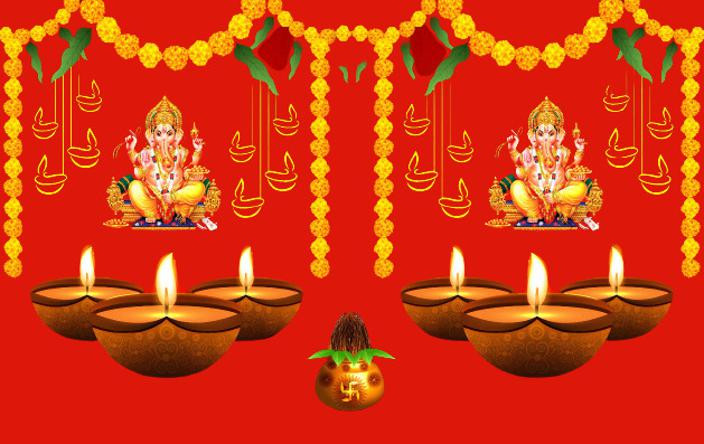 anu Load Ganesh Backdrop Background Decorative size 5ft Hight & 8ft Width Curtain Fabric image 1