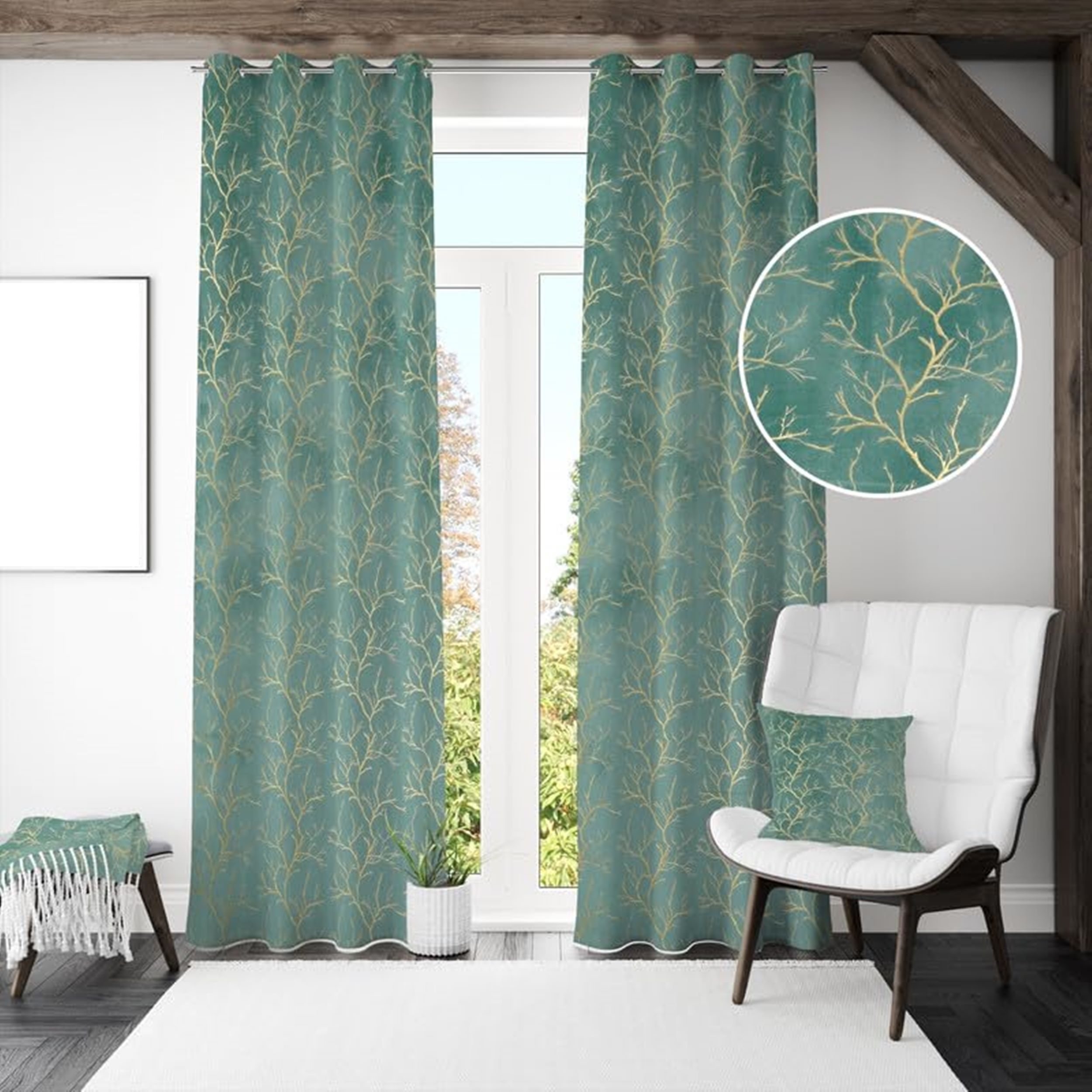 diara homes 153 cm (5 ft) Velvet Room Darkening Window Curtain (Pack Of 2)-picture-0