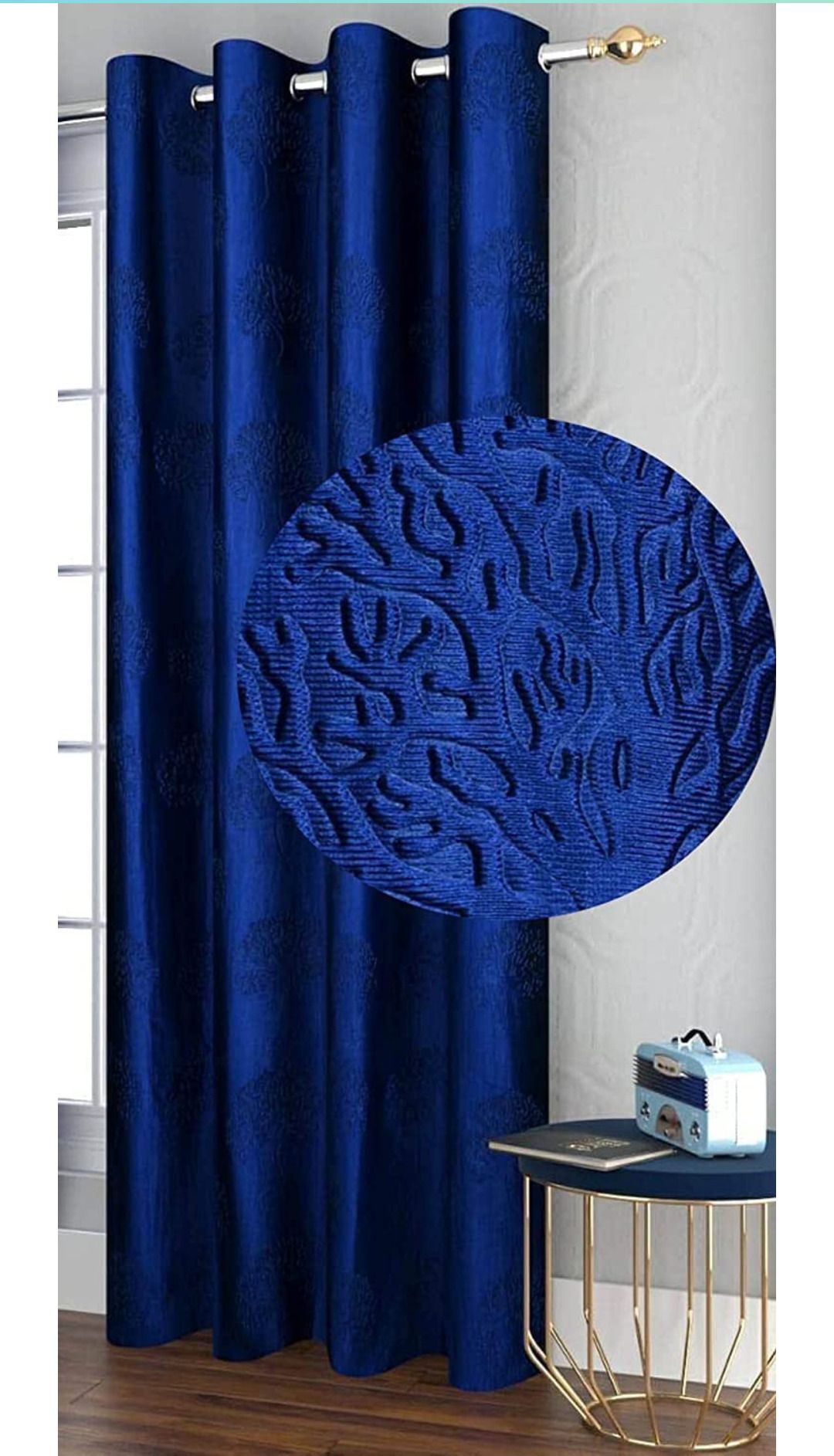 270 cm (9 ft) Long Door Polycotton Room Darkening Curtain Single Curtain-image-47
