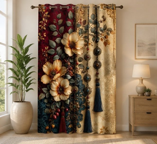 153 cm (5 ft) Window Polyester Room Darkening Curtain Single Curtain-image-3