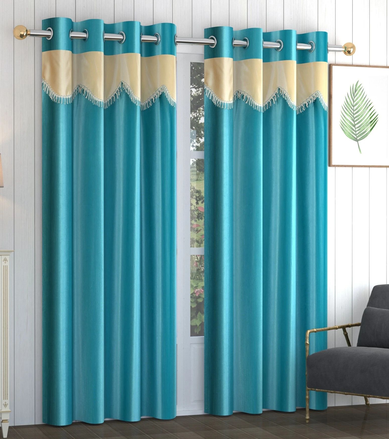 daksh 213 cm (7 ft) Shower Polyester Room Darkening Curtain (Pack Of 2)-picture-19
