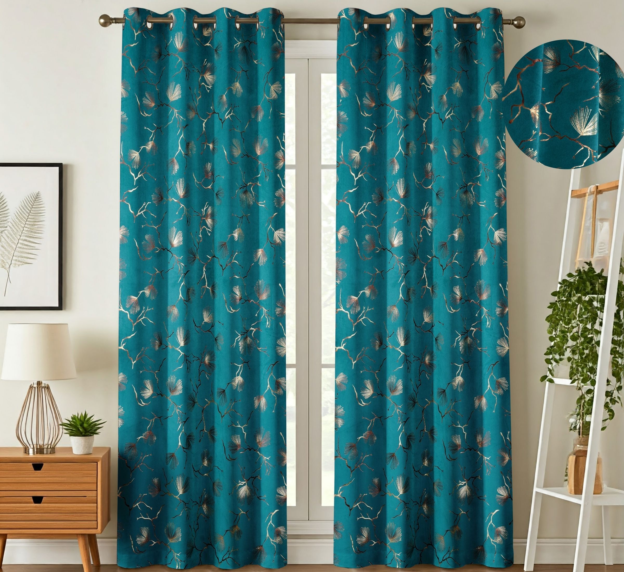 galaxy home decor 242 cm (8 ft) Velvet Room Darkening Shower Curtain (Pack Of 2)-picture-11