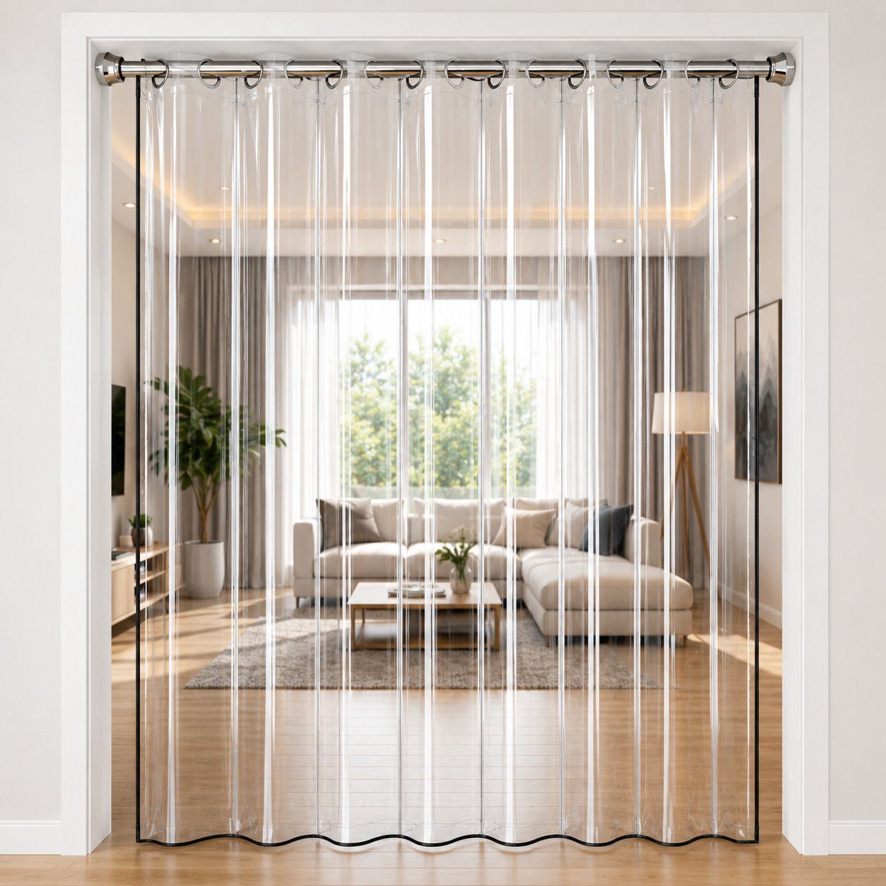 152 cm (5 ft) Kitchen Sink PVC Transparent Curtain (Pack Of 2)-image-17