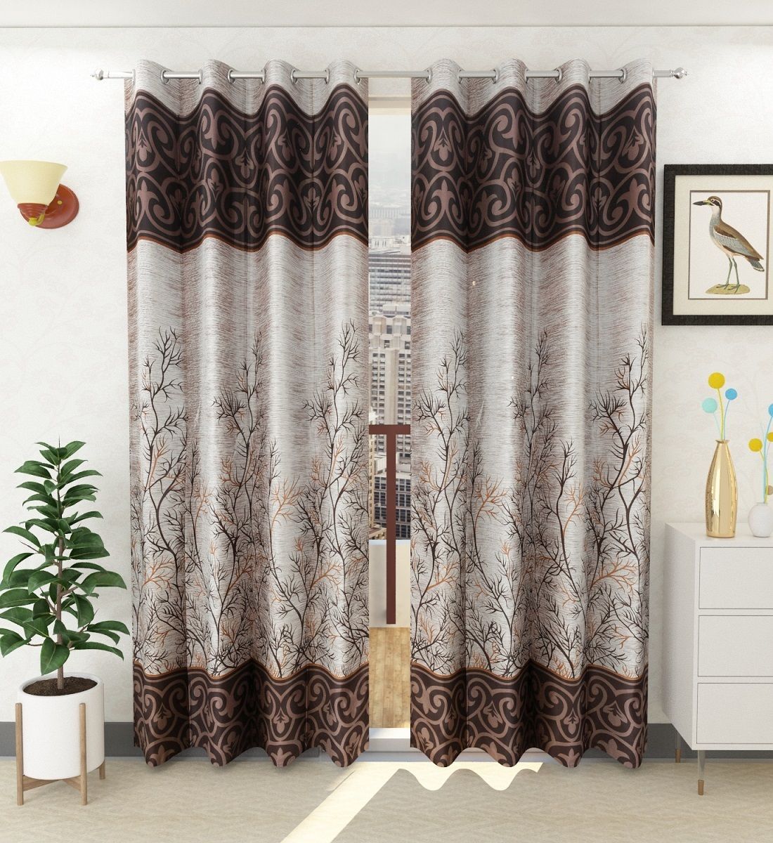 213 cm (7 ft) Polyester Semi Transparent Door Curtain (Pack Of 2)