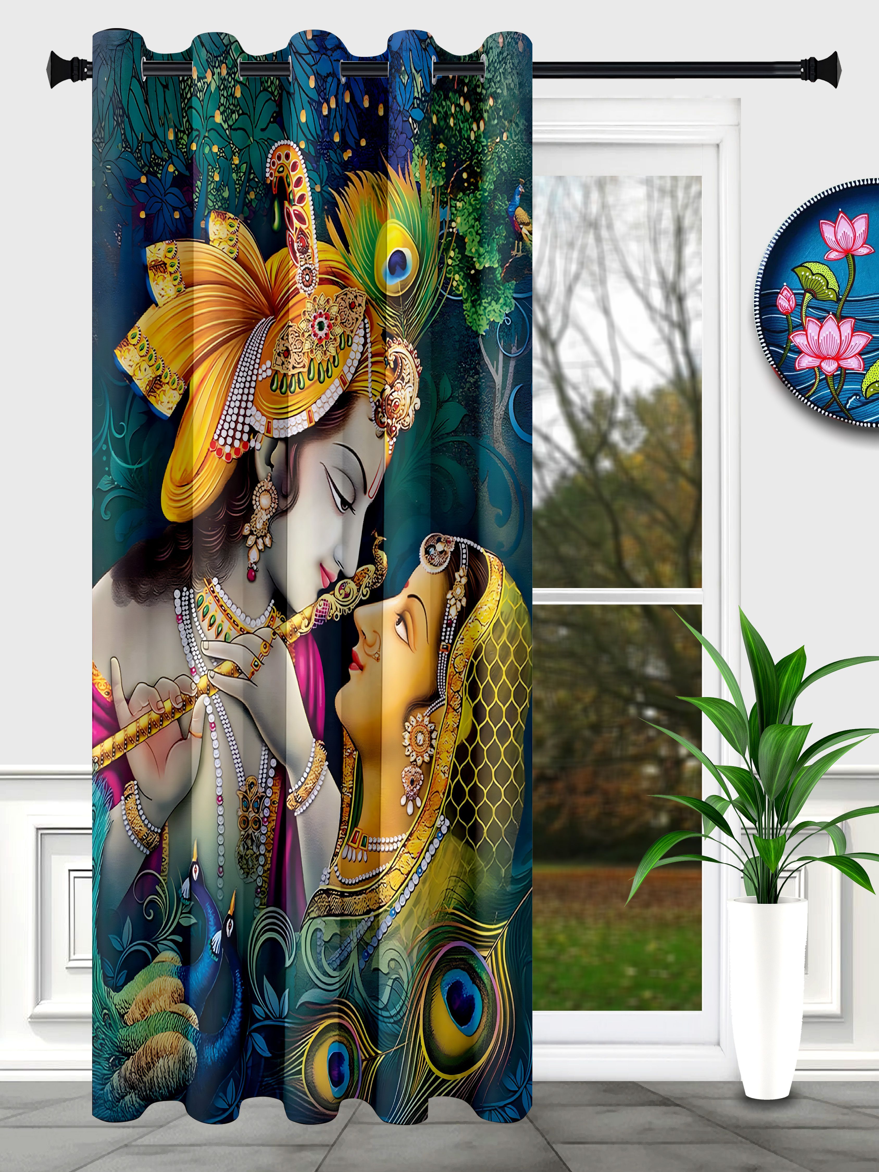 dreamora fashion 213 cm (7 ft) Door Polyester Room Darkening Curtain Single Curtain-picture-45
