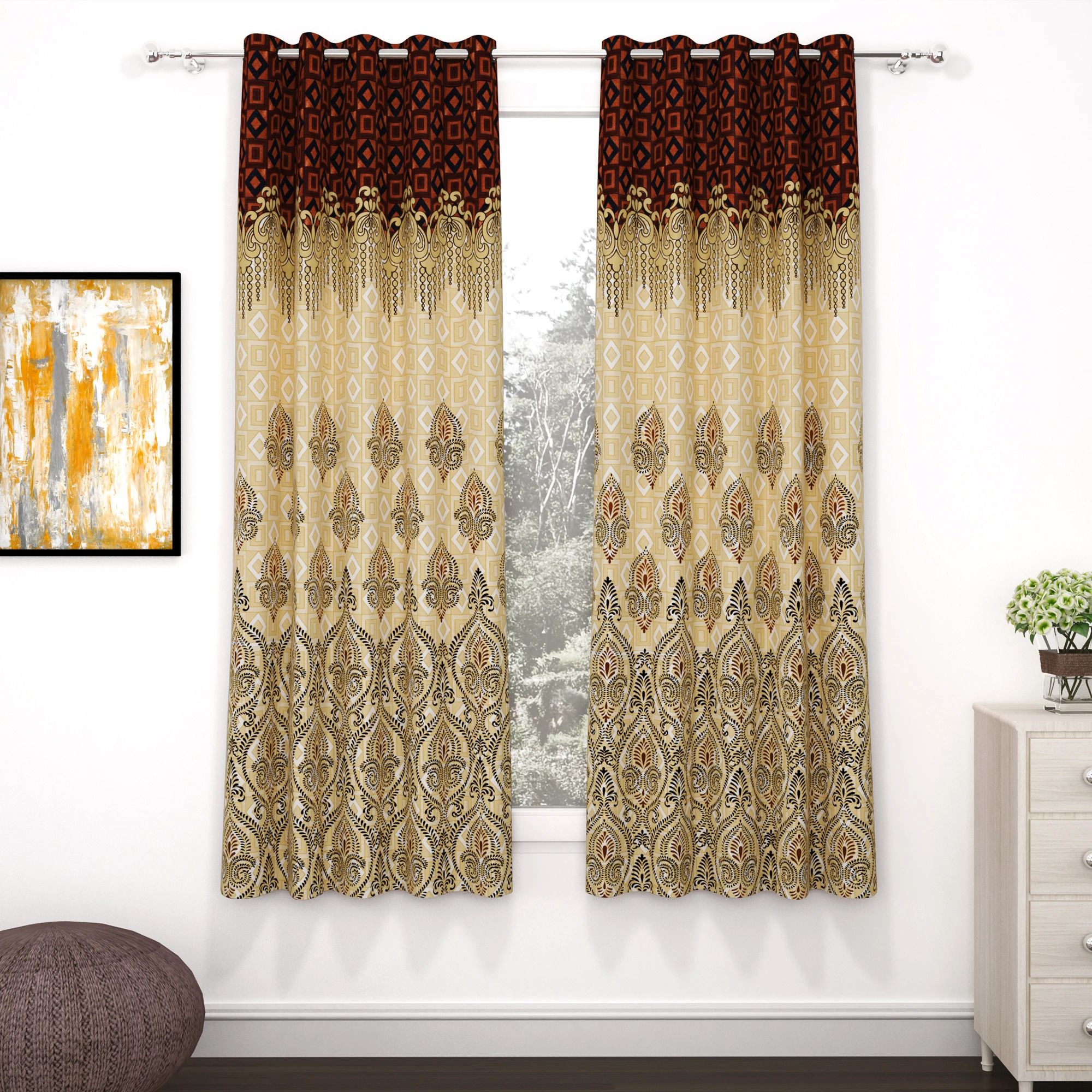 story@home 152 cm (5 ft) Polyester Semi Transparent Window Curtain (Pack Of 2)-picture-20