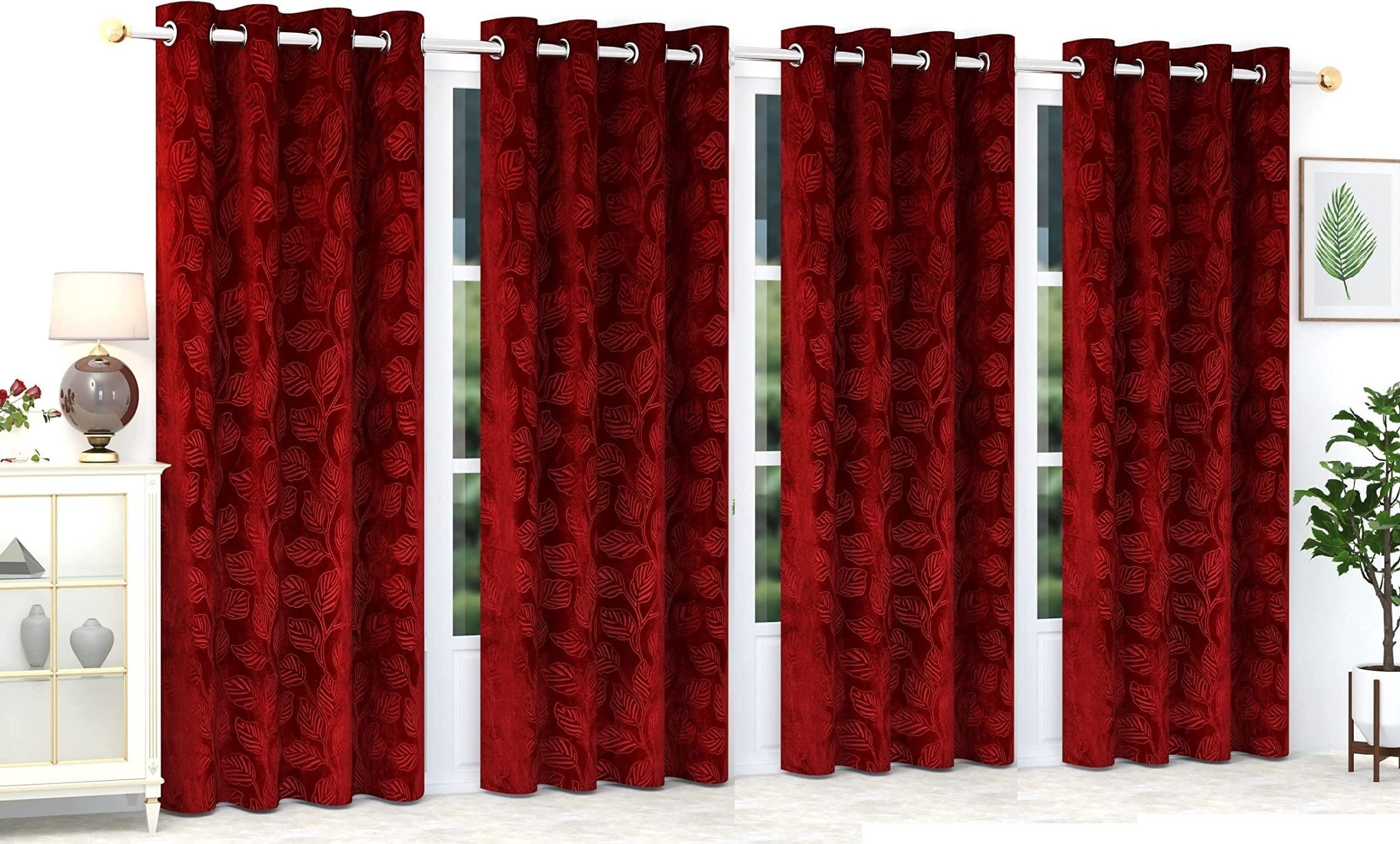 274 cm (9 ft) Long Door Velvet Room Darkening Curtain (Pack Of 4)-image-20