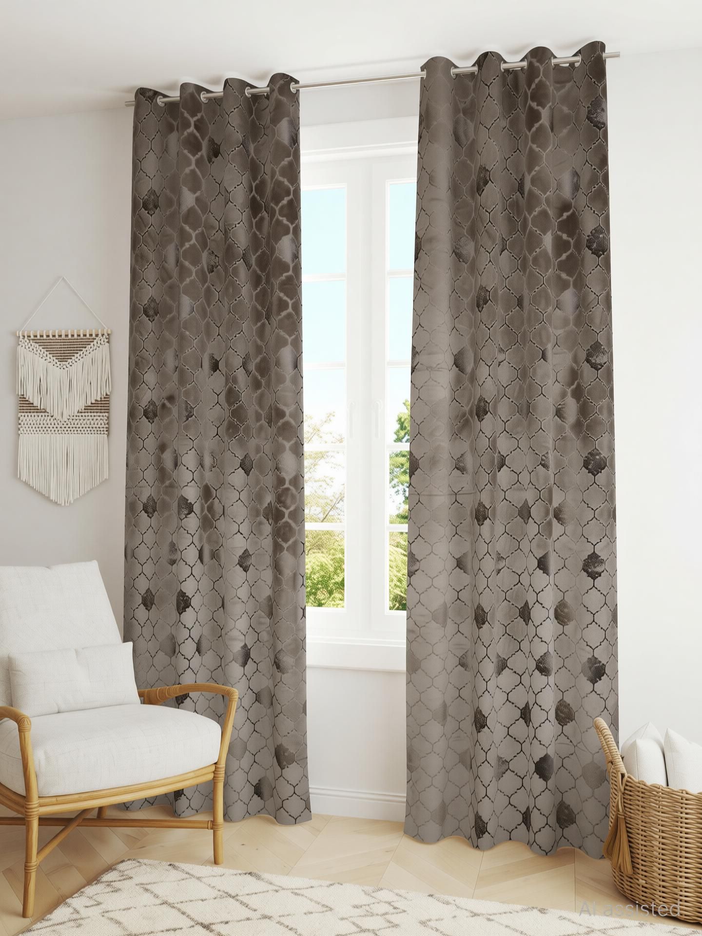 214 cm (7 ft) Door Velvet Room Darkening Curtain (Pack Of 2)-image-25