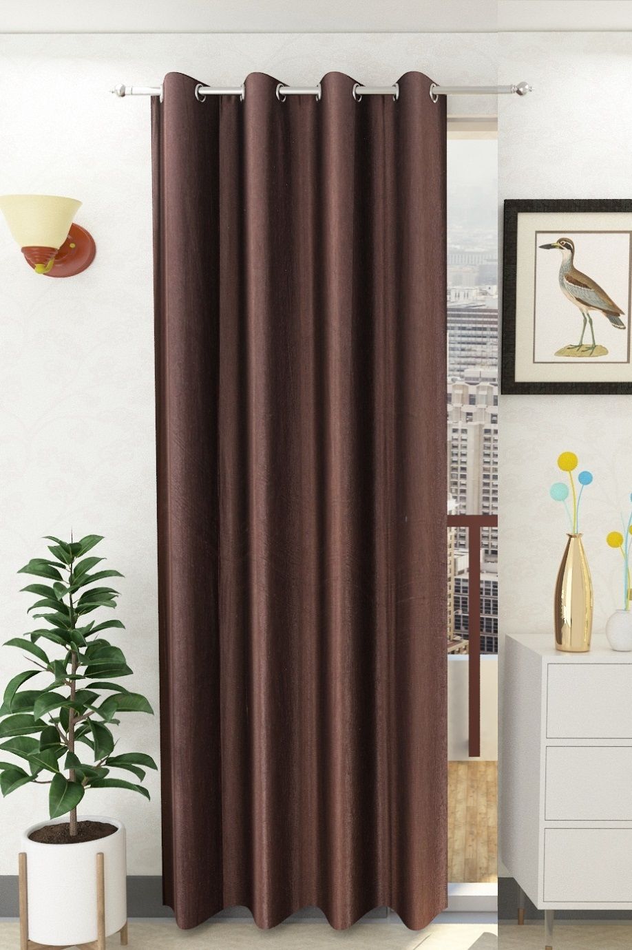 panipat textile hub 213 cm (7 ft) Polyester Semi Transparent Door Curtain Single Curtain-picture-23