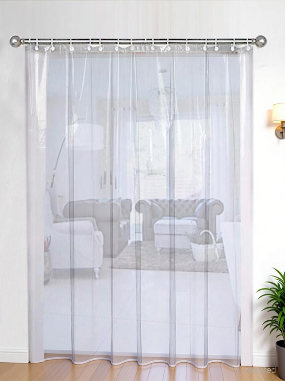 274 cm (9 ft) Door PVC Transparent Curtain (Pack Of 2)-image-5