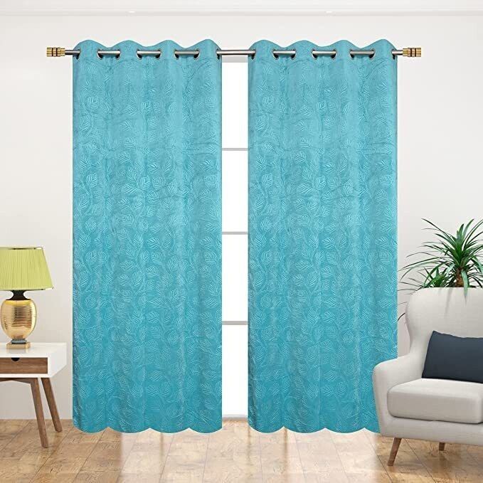 stackers 213 cm (7 ft) Velvet Room Darkening Door Curtain (Pack Of 2)-picture-25