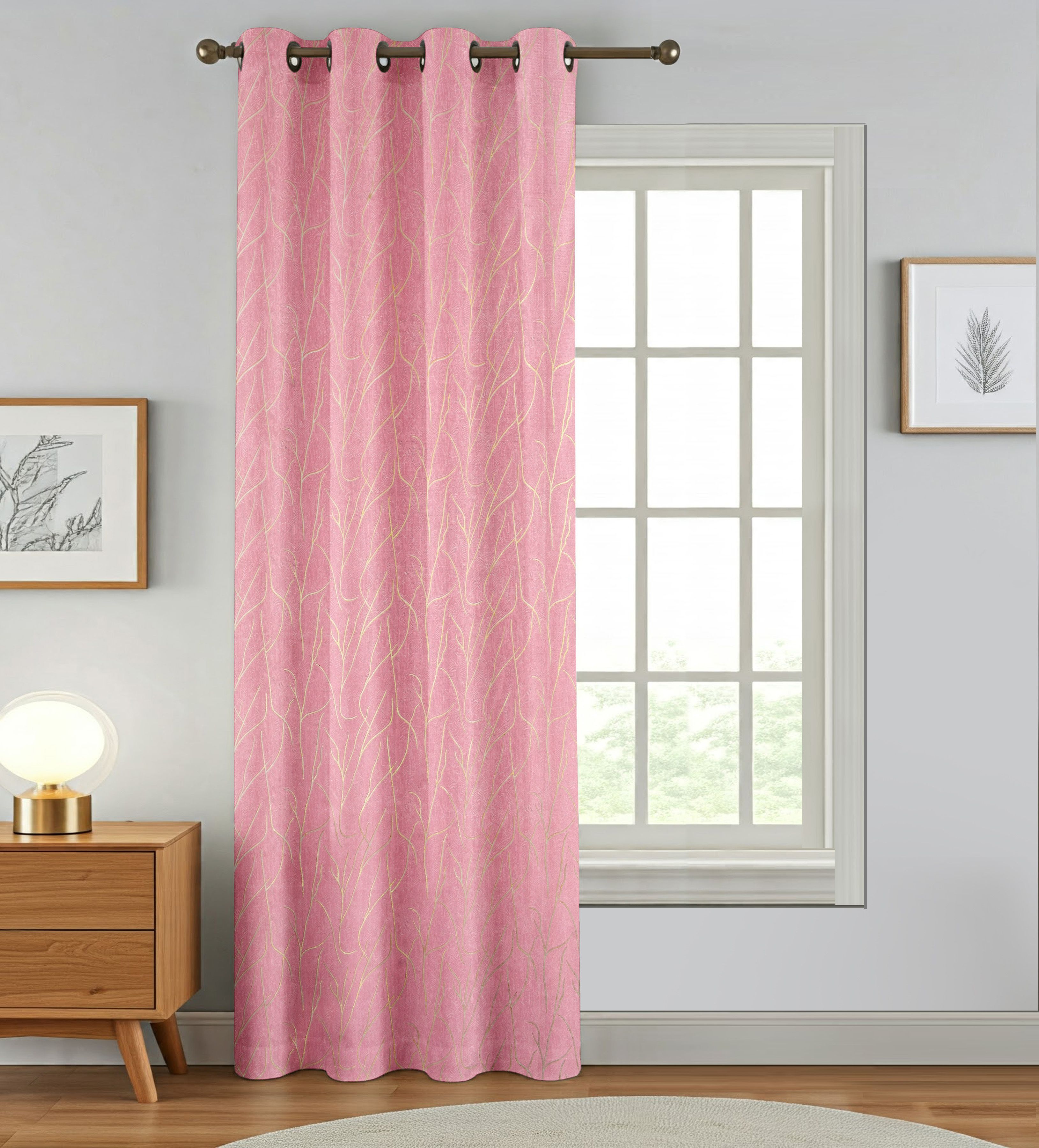 alps enterprise 214 cm (7 ft) Door Cotton Room Darkening Curtain Single Curtain-picture-0
