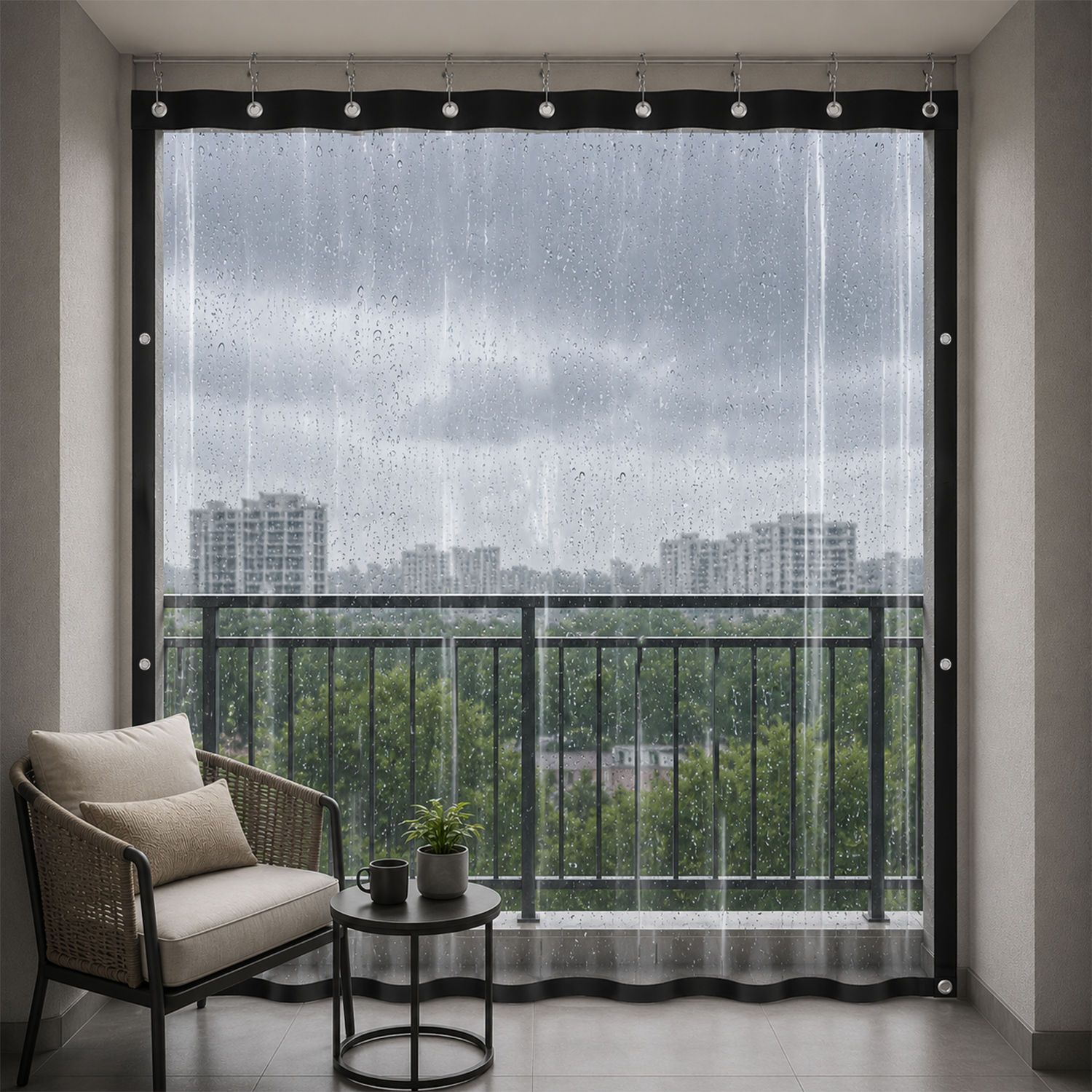 lifekrafts 7.5 ft (0 ft) Sliding/Patio Door PVC Transparent Curtain Single Curtain-picture-10