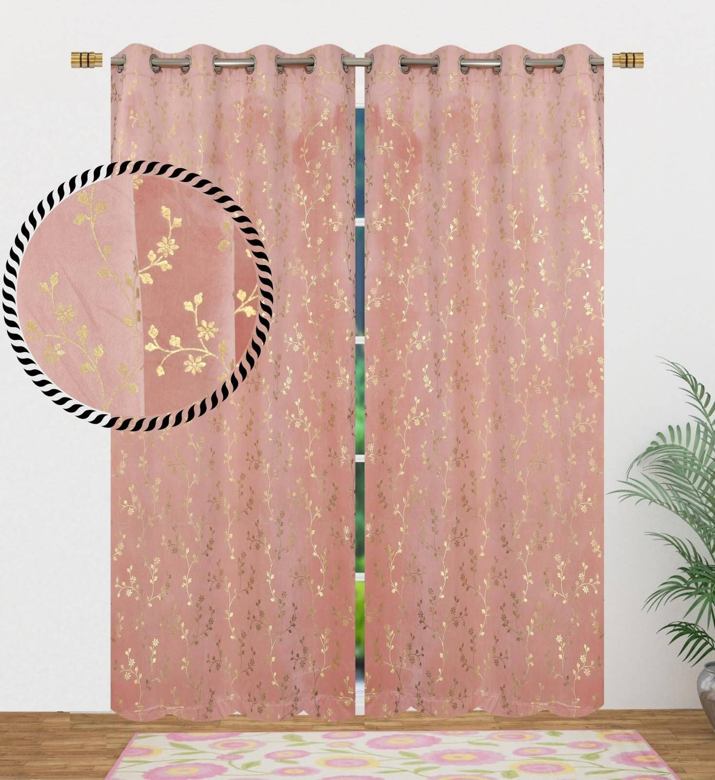 274 cm (9 ft) Long Door Velvet Room Darkening Curtain (Pack Of 2)-image-20