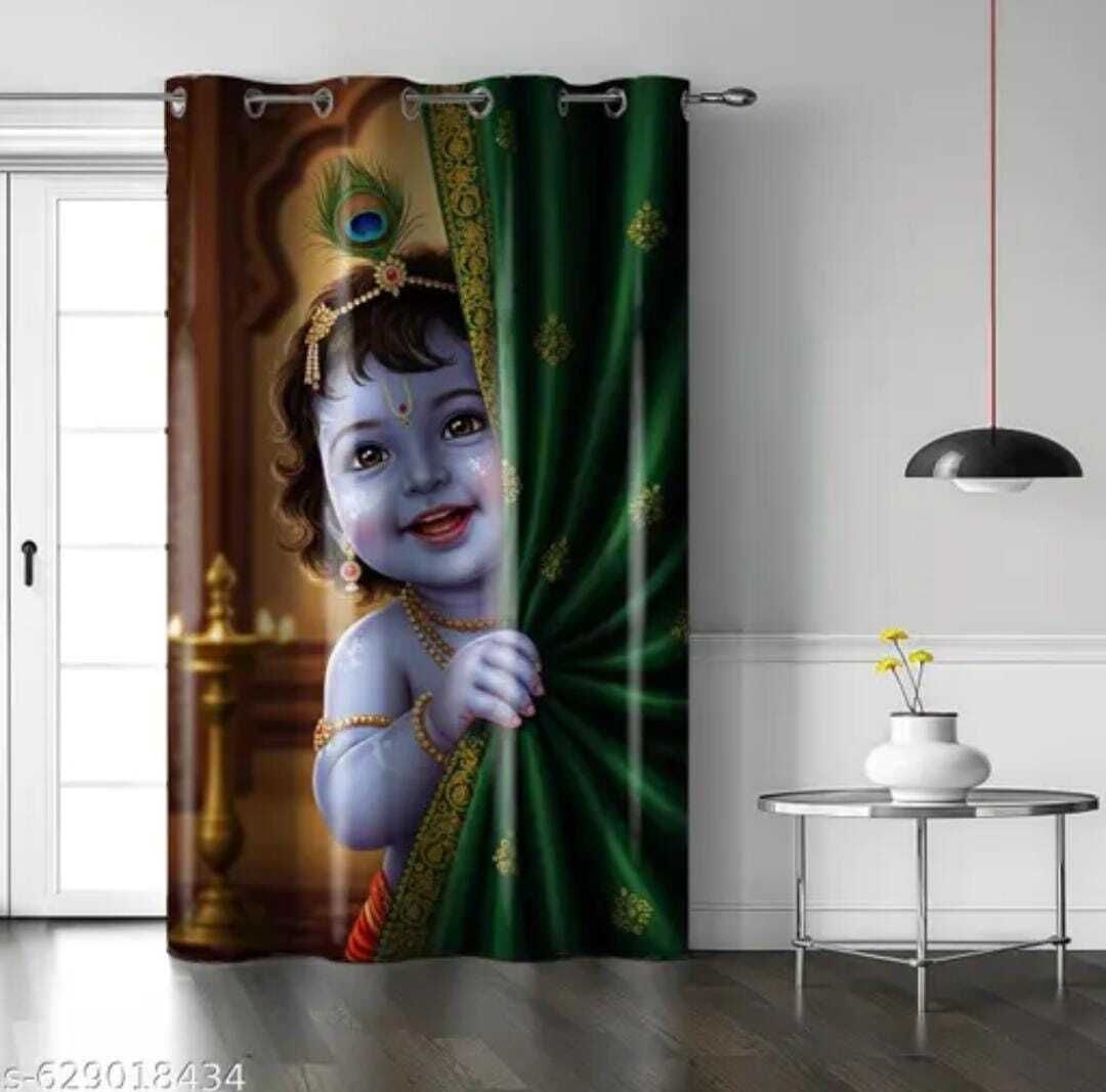 213 cm (7 ft) Door Polyester Blackout Curtain Single Curtain-image-40