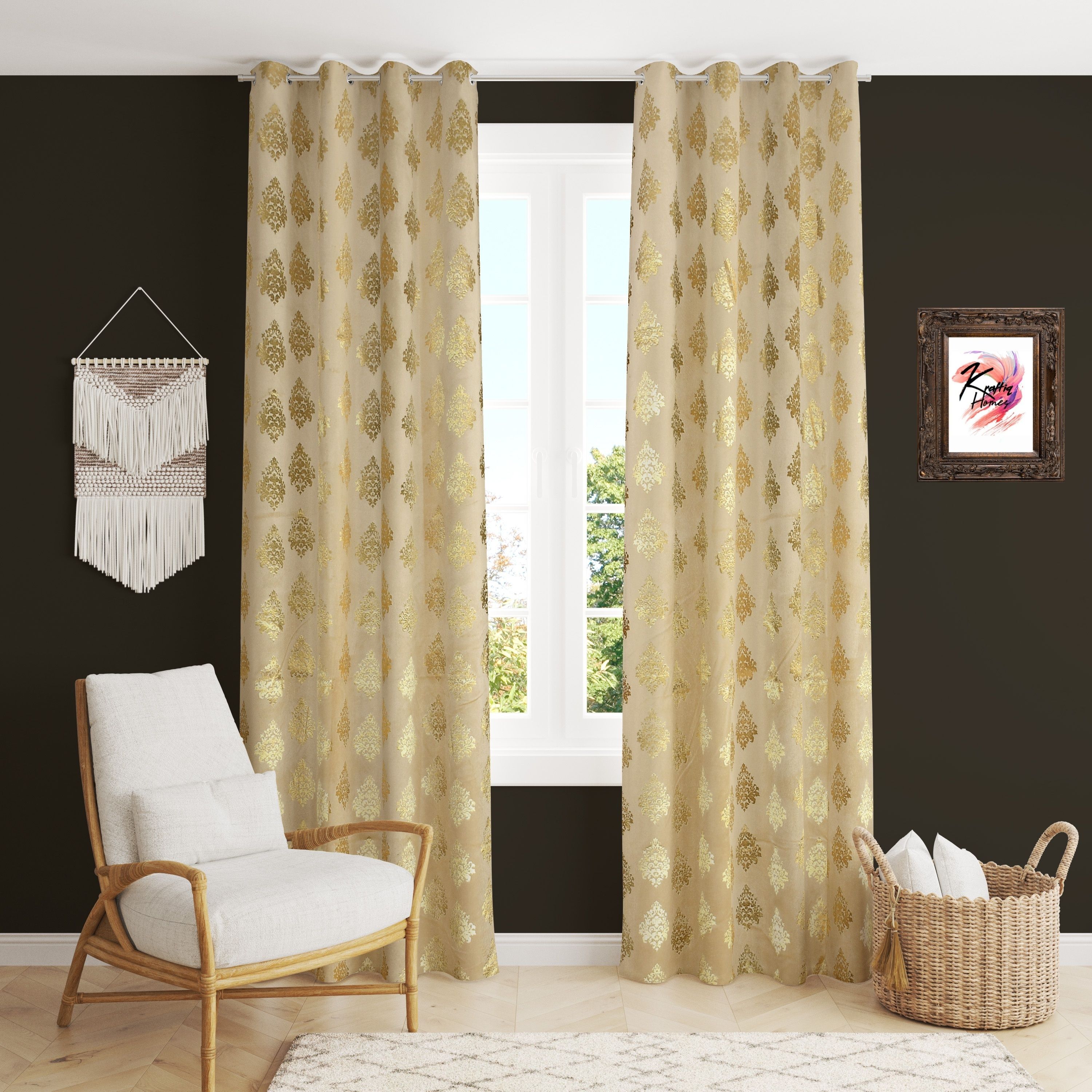 274 cm (9 ft) Long Door Velvet Room Darkening Curtain (Pack Of 2)-image-23