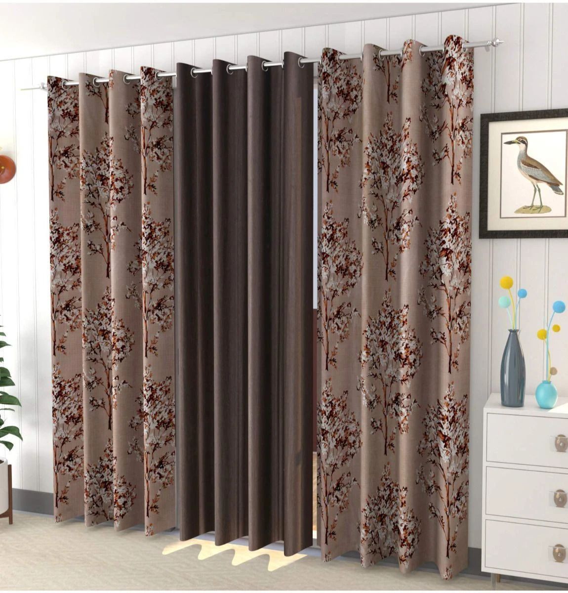 ah artsy home 154 cm (5 ft) Window Polyester Room Darkening Curtain (Pack Of 3)-picture-24