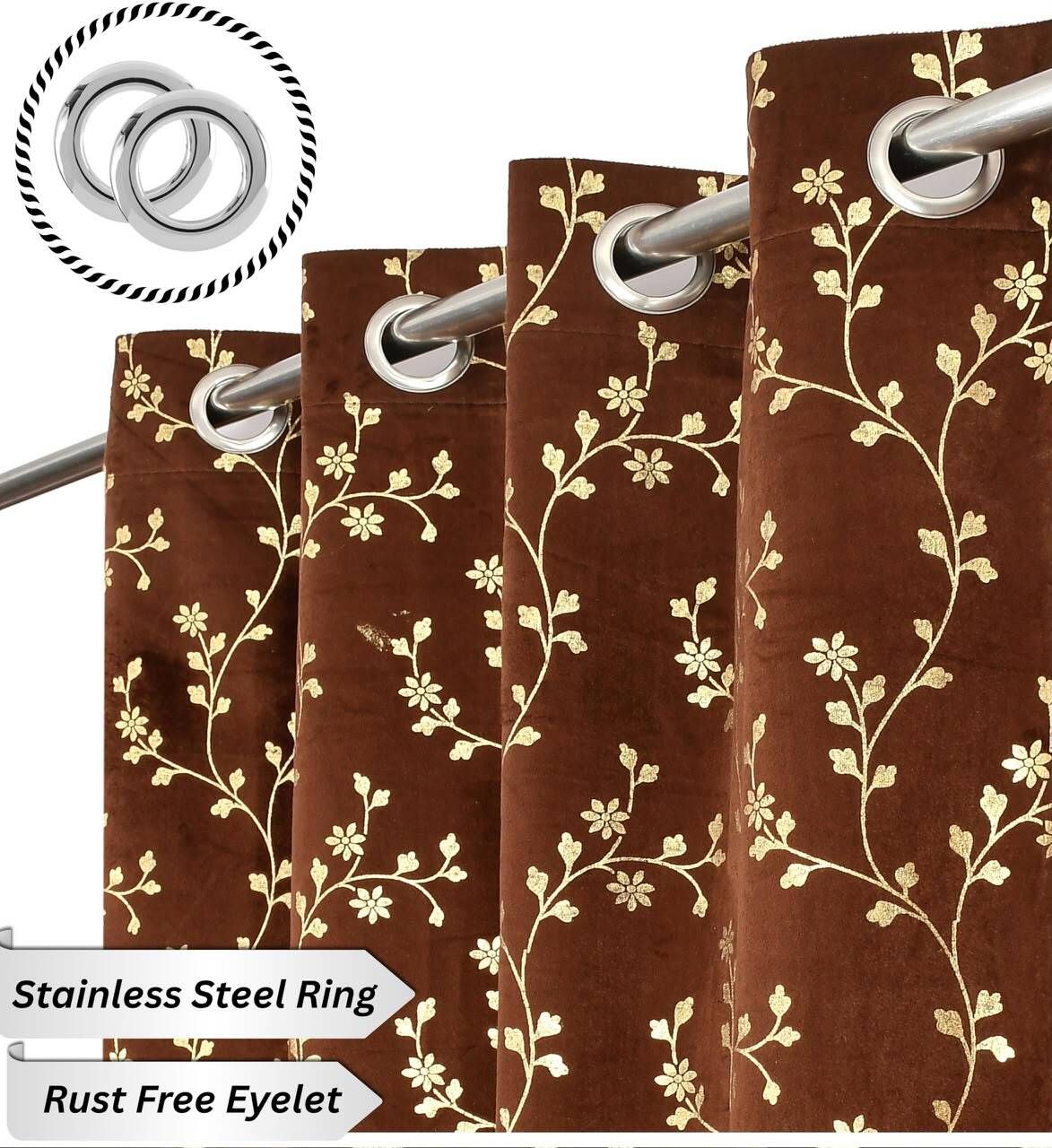 shopgallery 153 cm (5 ft) Window Velvet Room Darkening Curtain Single Curtain-picture-44