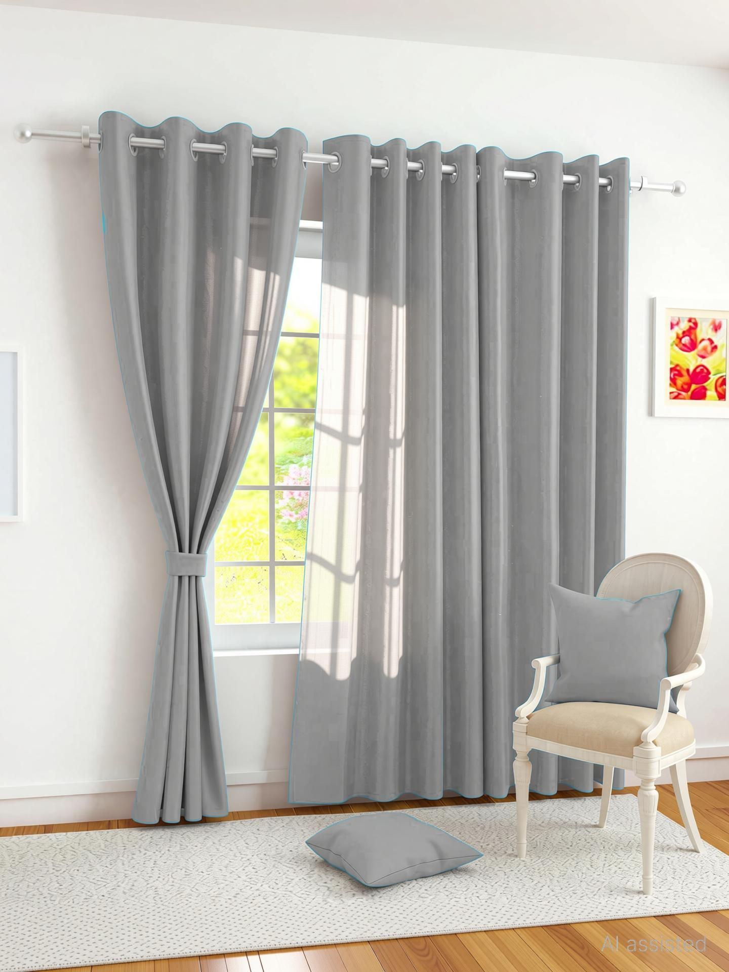 firstlike 274.5 cm (9 ft) Long Door Polyester Semi Transparent Curtain (Pack Of 2)-picture-26