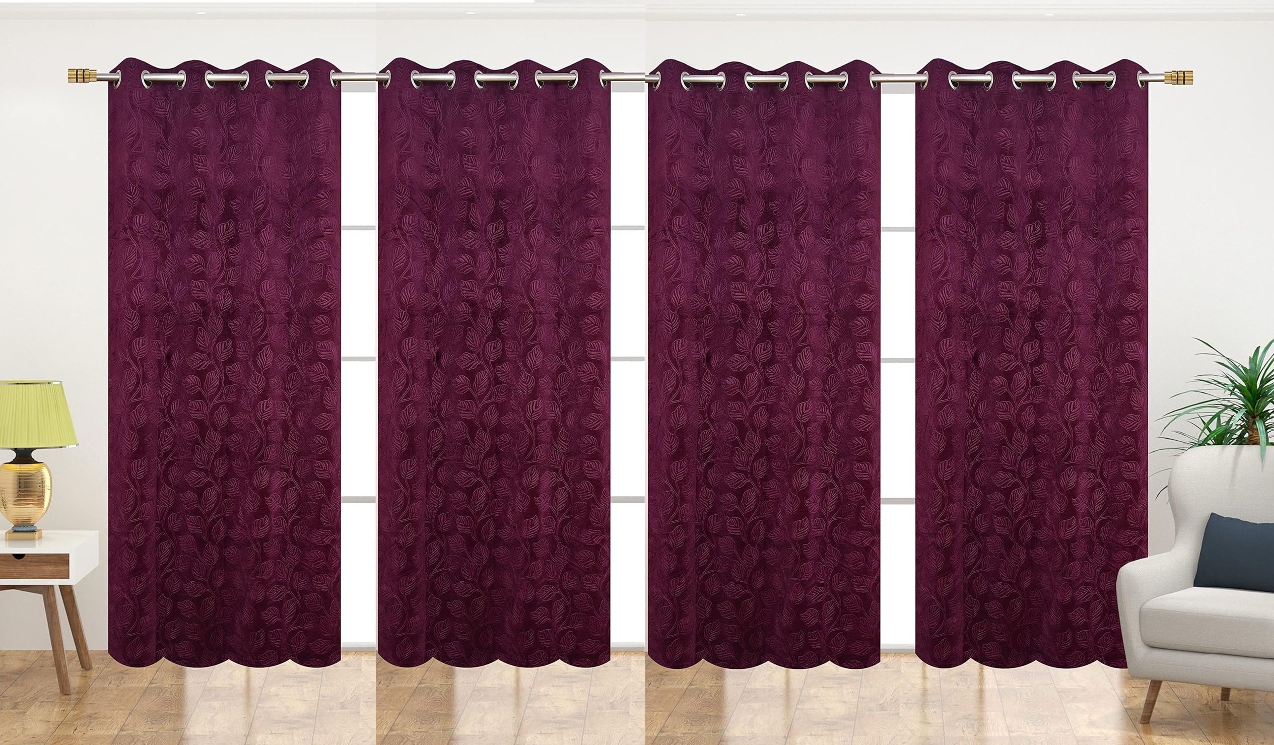 213 cm (7 ft) Door Velvet Room Darkening Curtain (Pack Of 4)-image-47