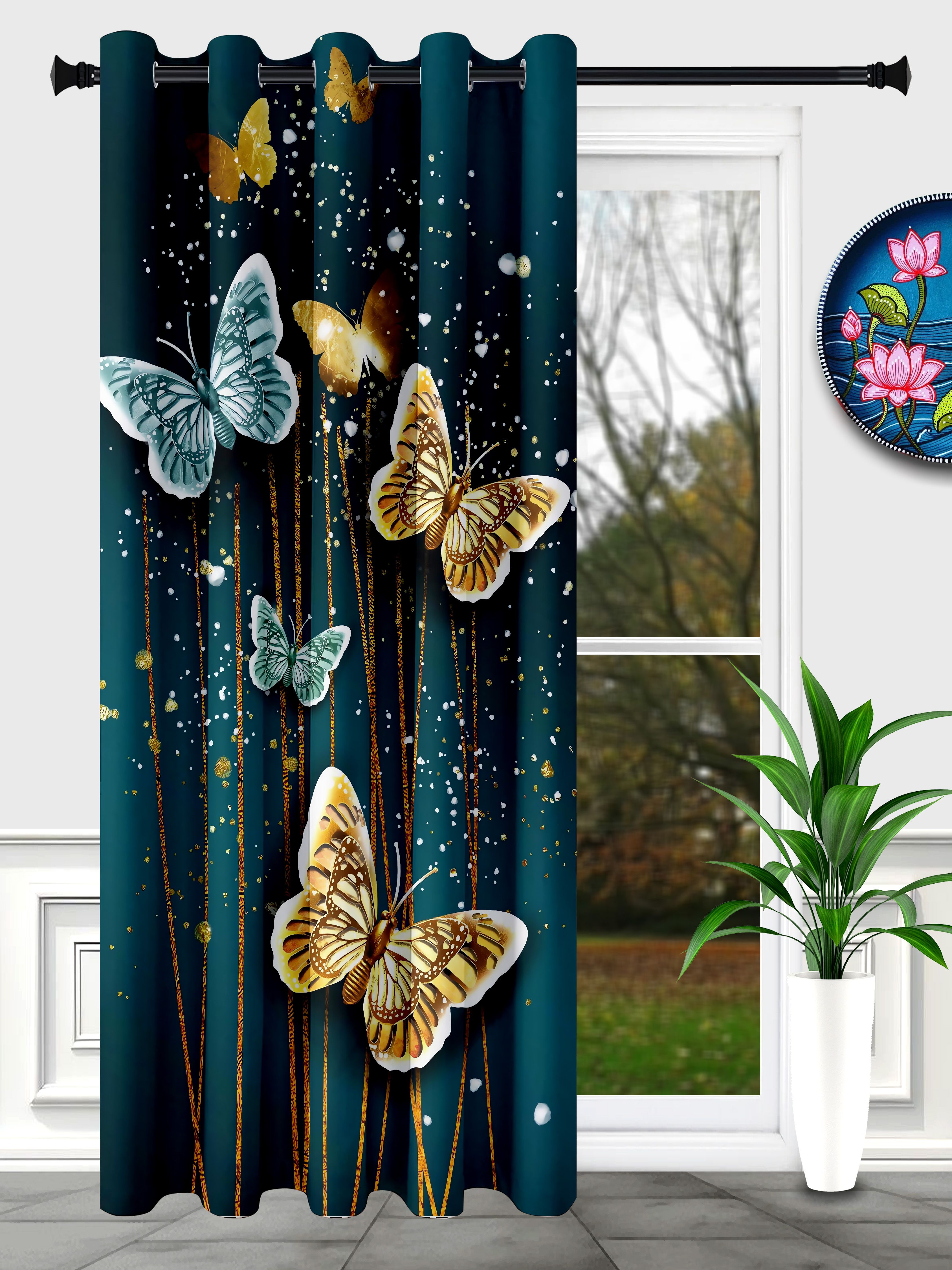 213 cm (7 ft) Door Polyester Room Darkening Curtain Single Curtain-image-47