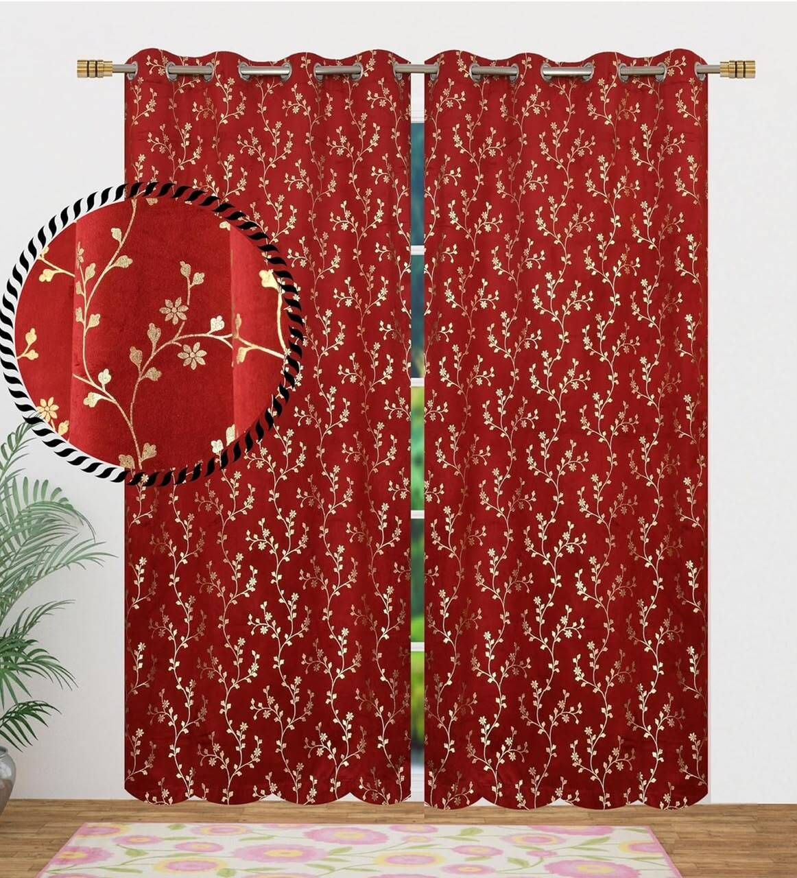 shopgallery 153 cm (5 ft) Window Velvet Room Darkening Curtain (Pack Of 2)-picture-40