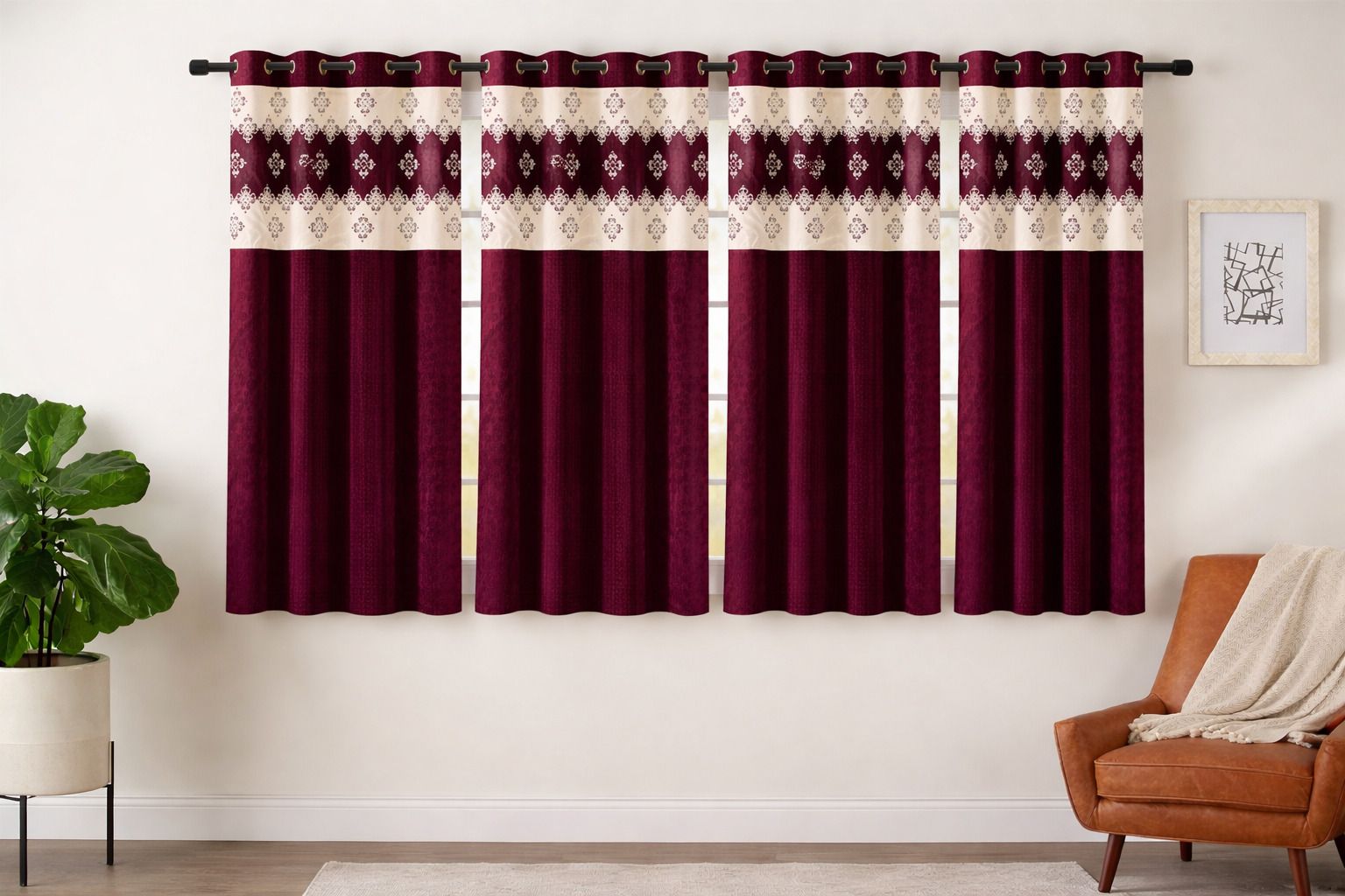 flipkart smartbuy 152 cm (5 ft) Window Polyester Semi Transparent Curtain (Pack Of 4)-picture-32