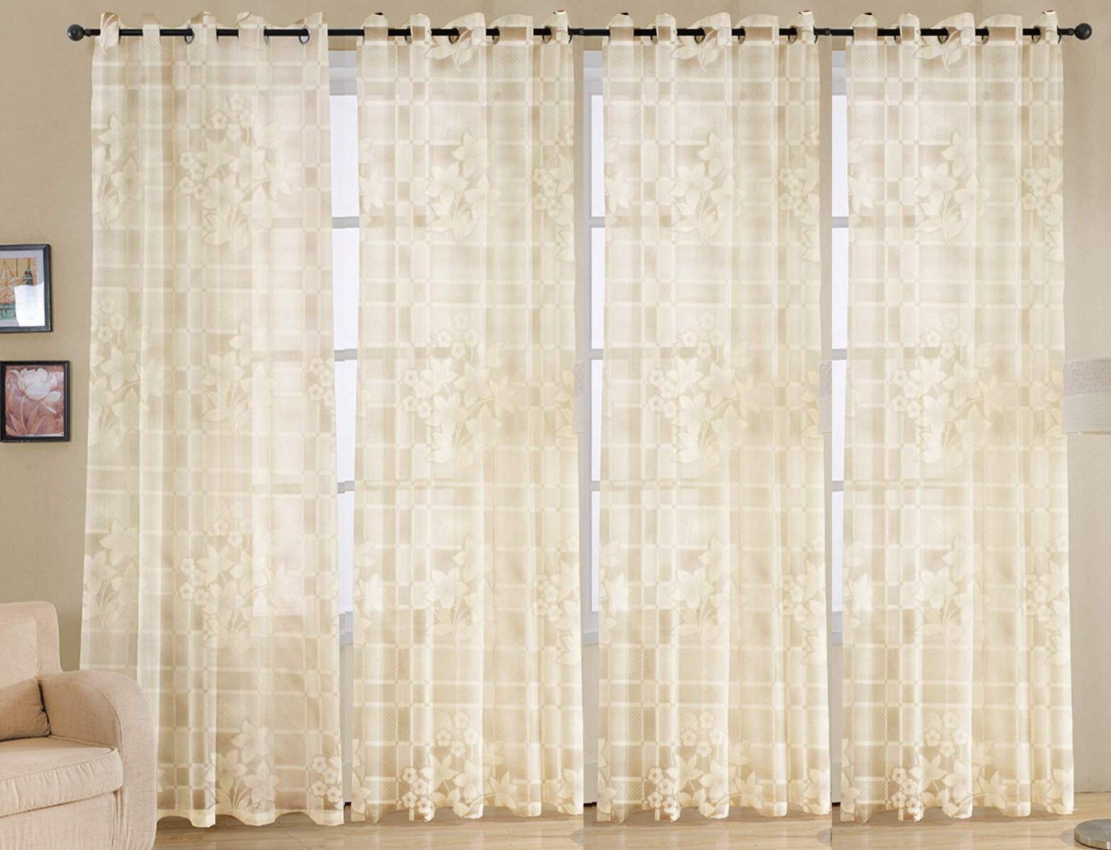 214 cm (7 ft) Net Semi Transparent Door Curtain (Pack Of 4)-image-39