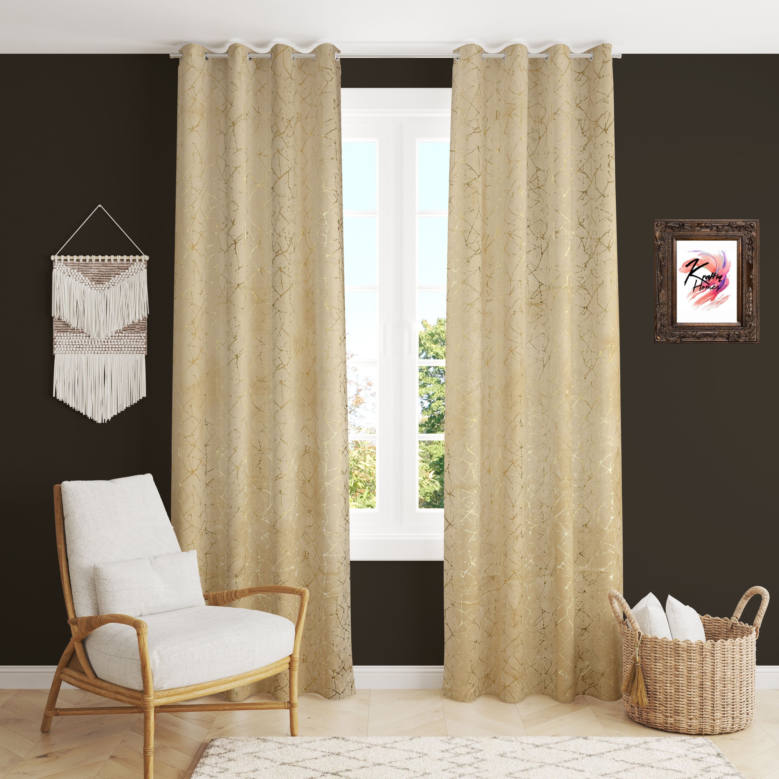 152 cm (5 ft) Velvet Room Darkening Window Curtain (Pack Of 2)-image-34