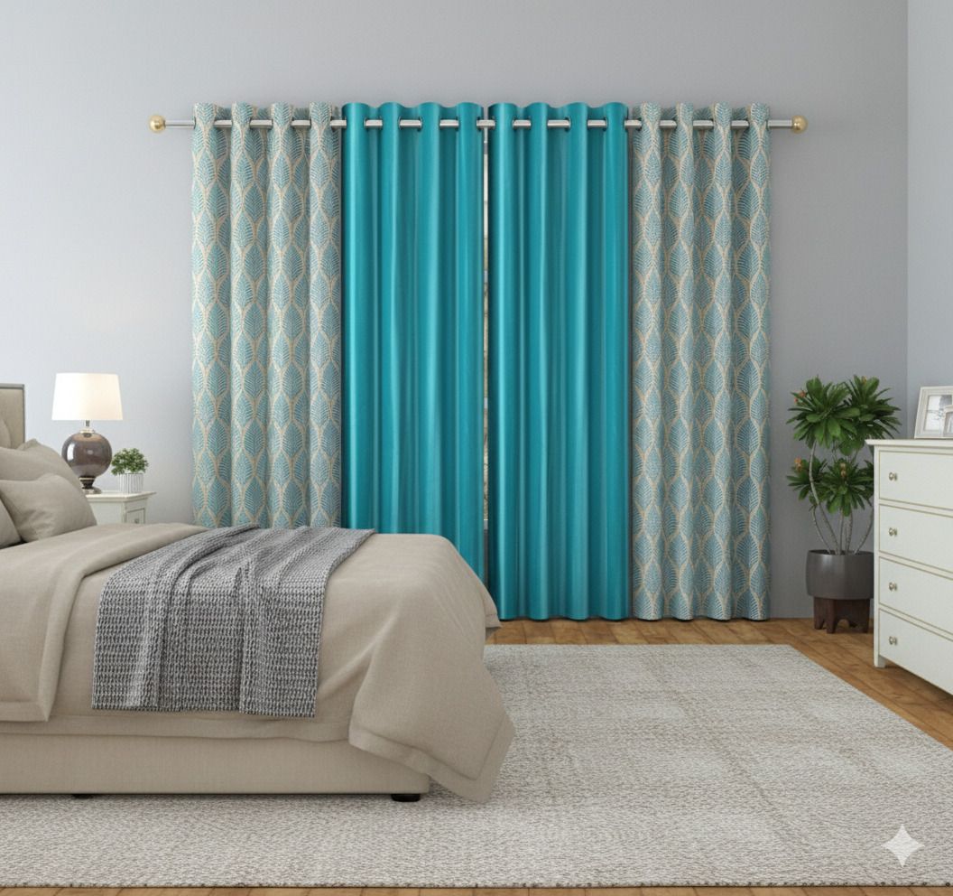 214 cm (7 ft) Door Polyester Semi Transparent Curtain (Pack Of 4)-image-20