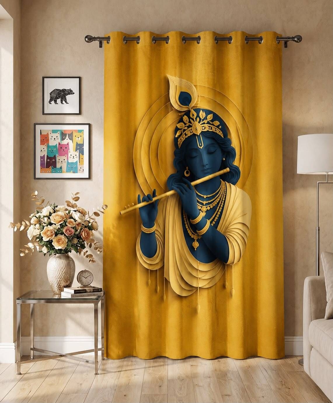 shri shyam 214 cm (7 ft) Door Polyester Room Darkening Curtain Single Curtain-picture-18