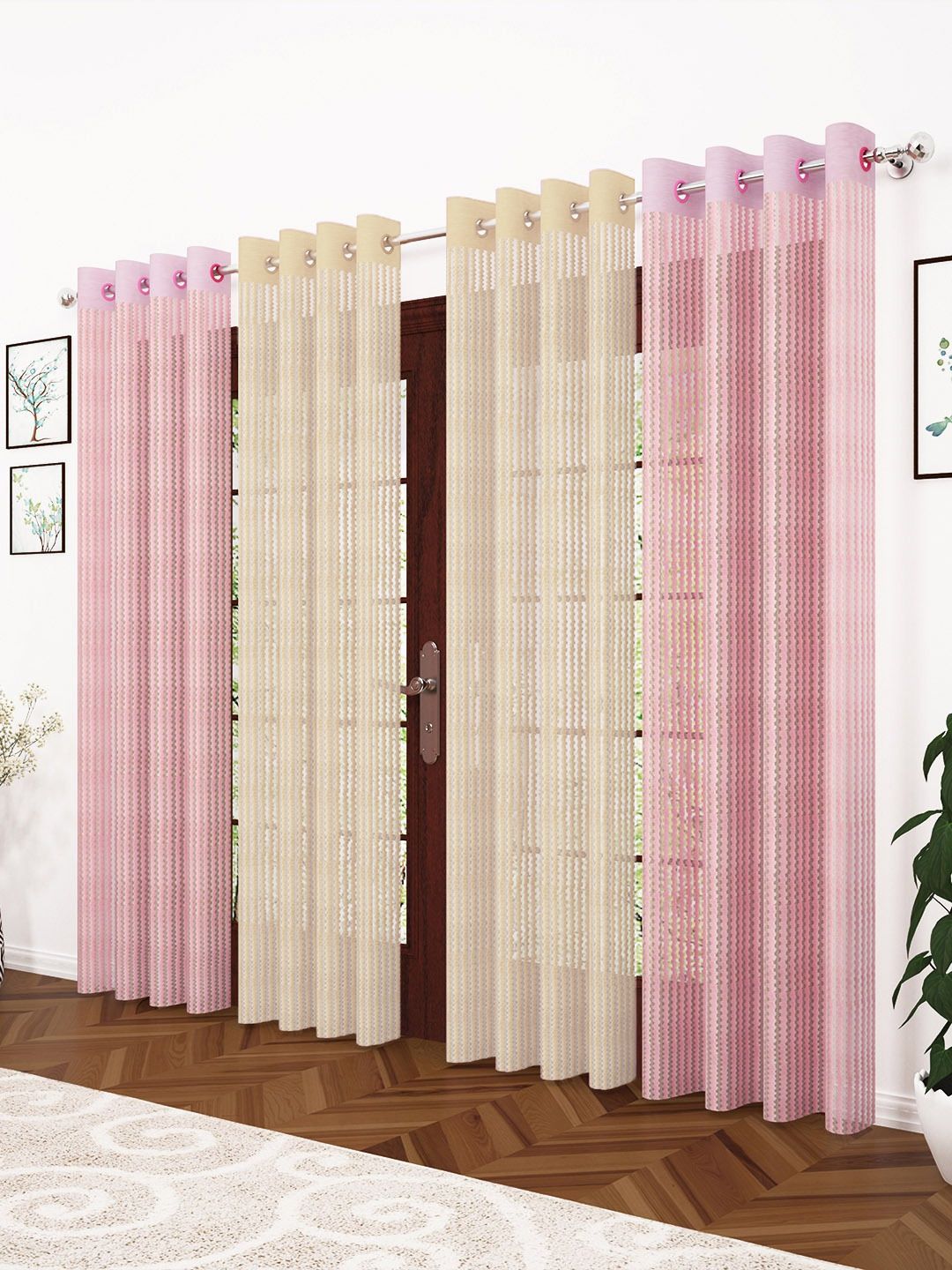 152 cm (5 ft) Window Tissue Transparent Curtain (Pack Of 4)-image-37