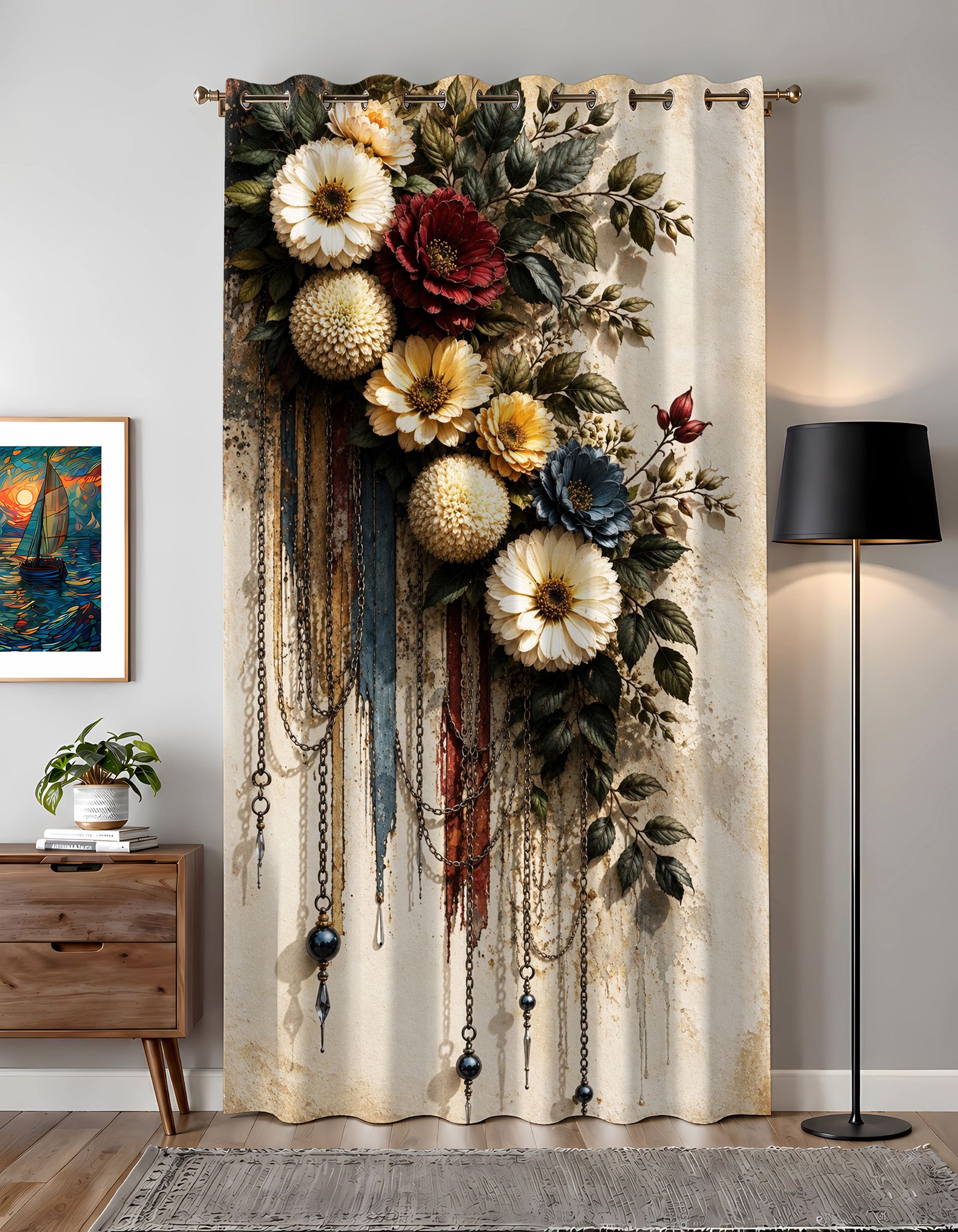 214 cm (7 ft) Window Polyester Room Darkening Curtain Single Curtain-image-30