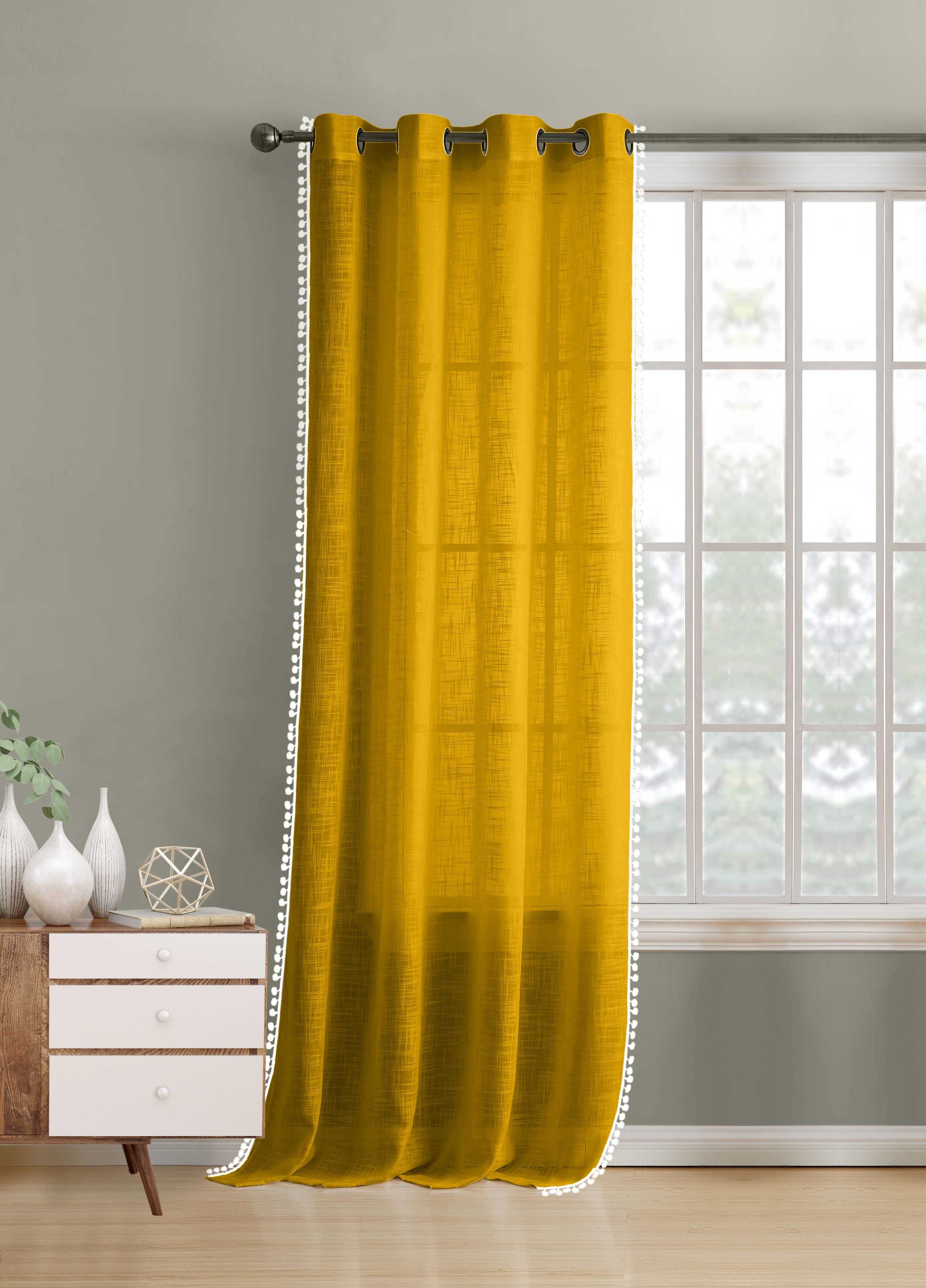213 cm (7 ft) Door Cotton Semi Transparent Curtain Single Curtain-image-37