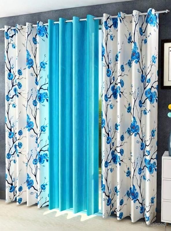 274.32 cm (9 ft) Long Door Polyester Semi Transparent Curtain (Pack Of 3)-image-21