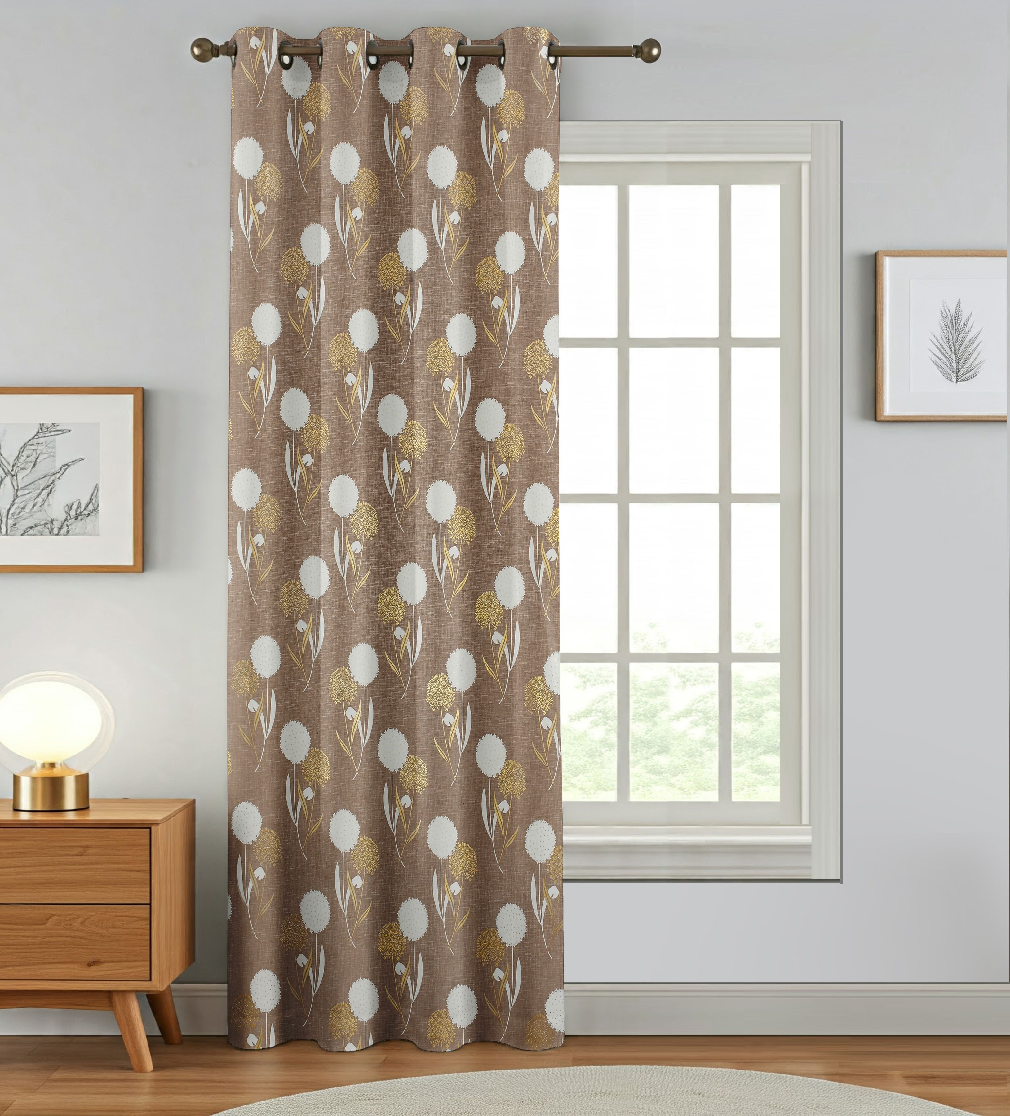 alps enterprise 215 cm (7 ft) Window Cotton Room Darkening Curtain Single Curtain-picture-1