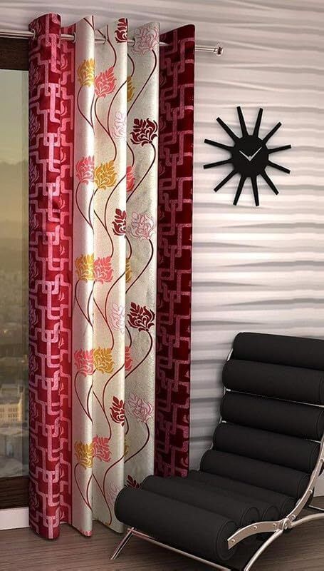 210 cm (7 ft) Door Polyester Semi Transparent Curtain Single Curtain-image-48