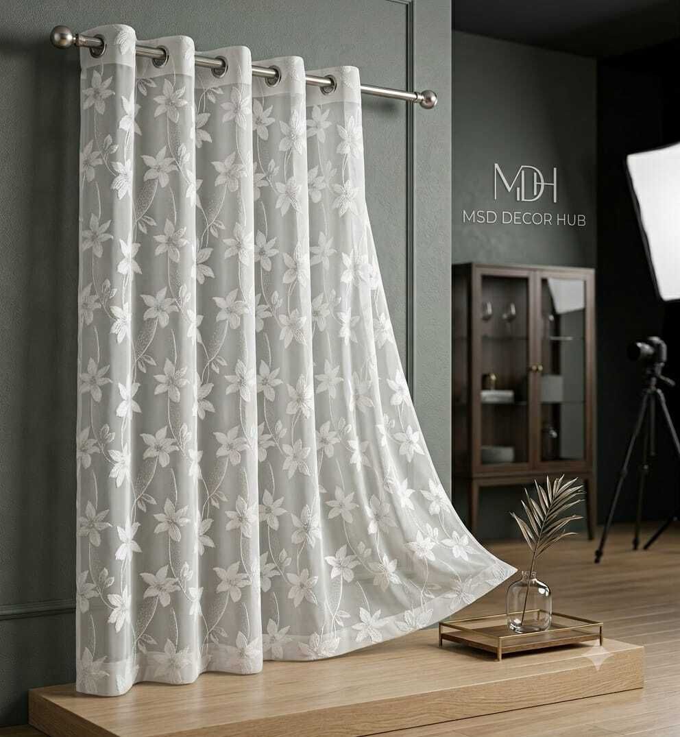152 cm (5 ft) Window Net Transparent Curtain Single Curtain-image-20