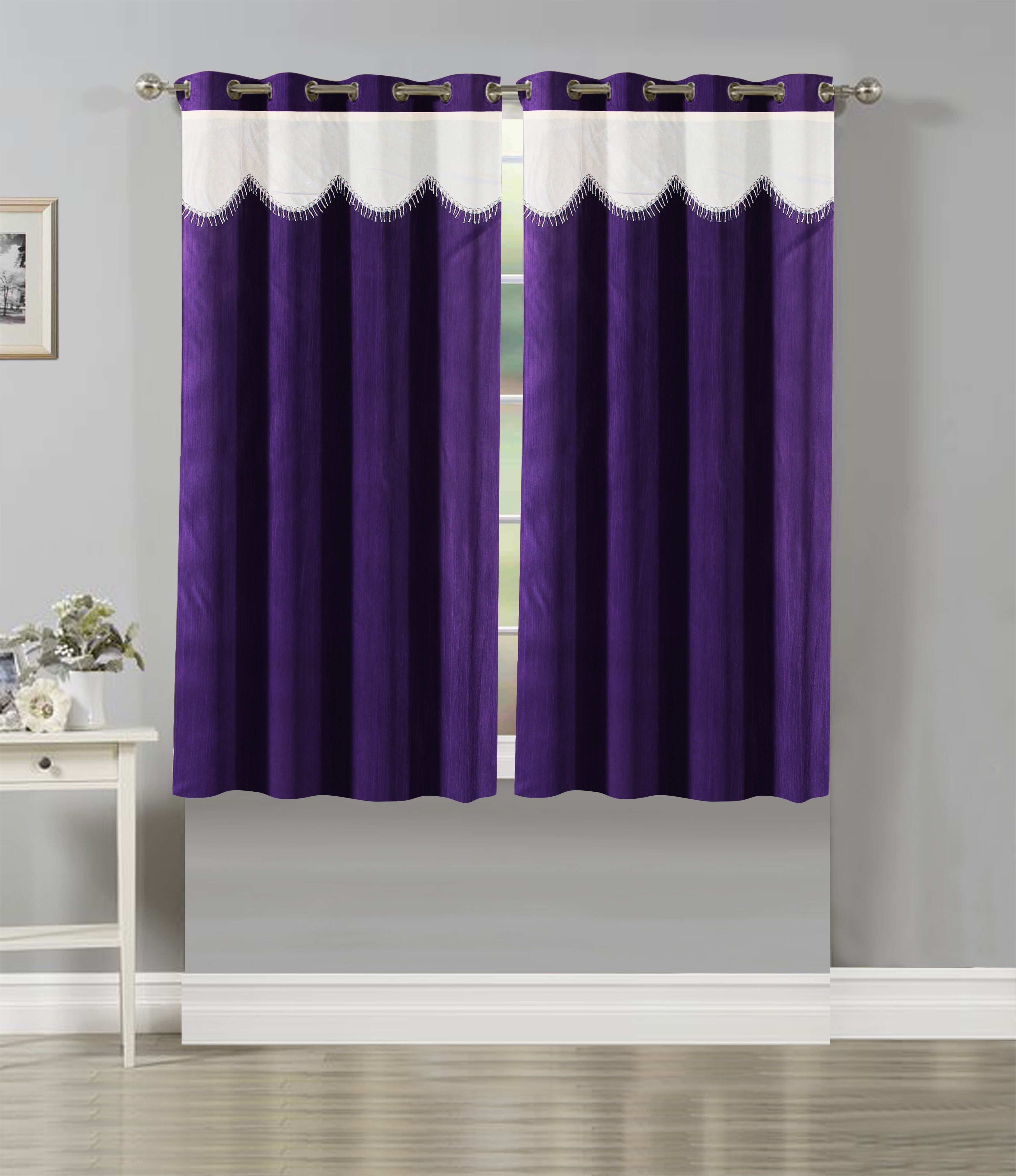 152 cm (5 ft) Polyester Semi Transparent Window Curtain (Pack Of 2)-image-4