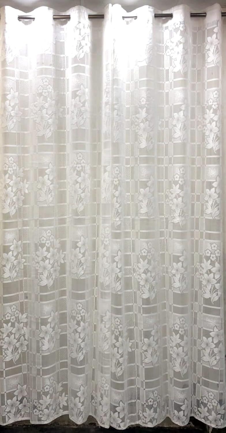 216.36 cm (7 ft) Window Polyester Semi Transparent Curtain Single Curtain-image-25